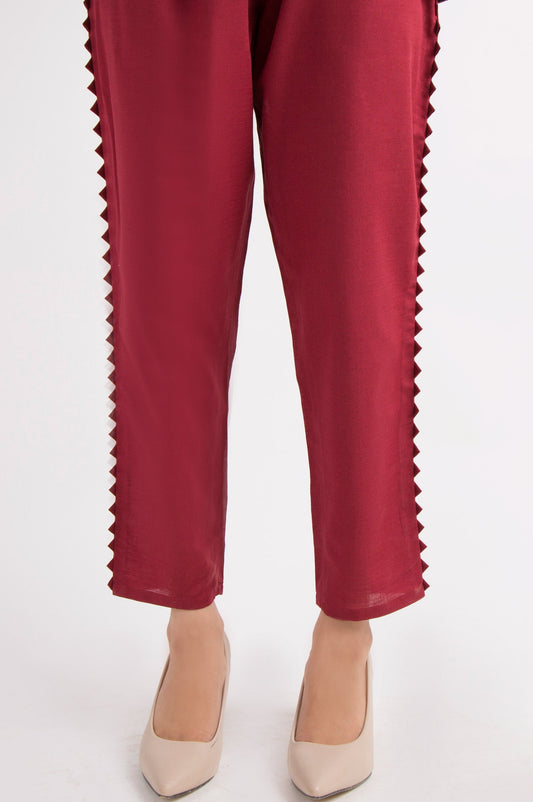 Khaddar Embellished Cigarette Pants - Maroon