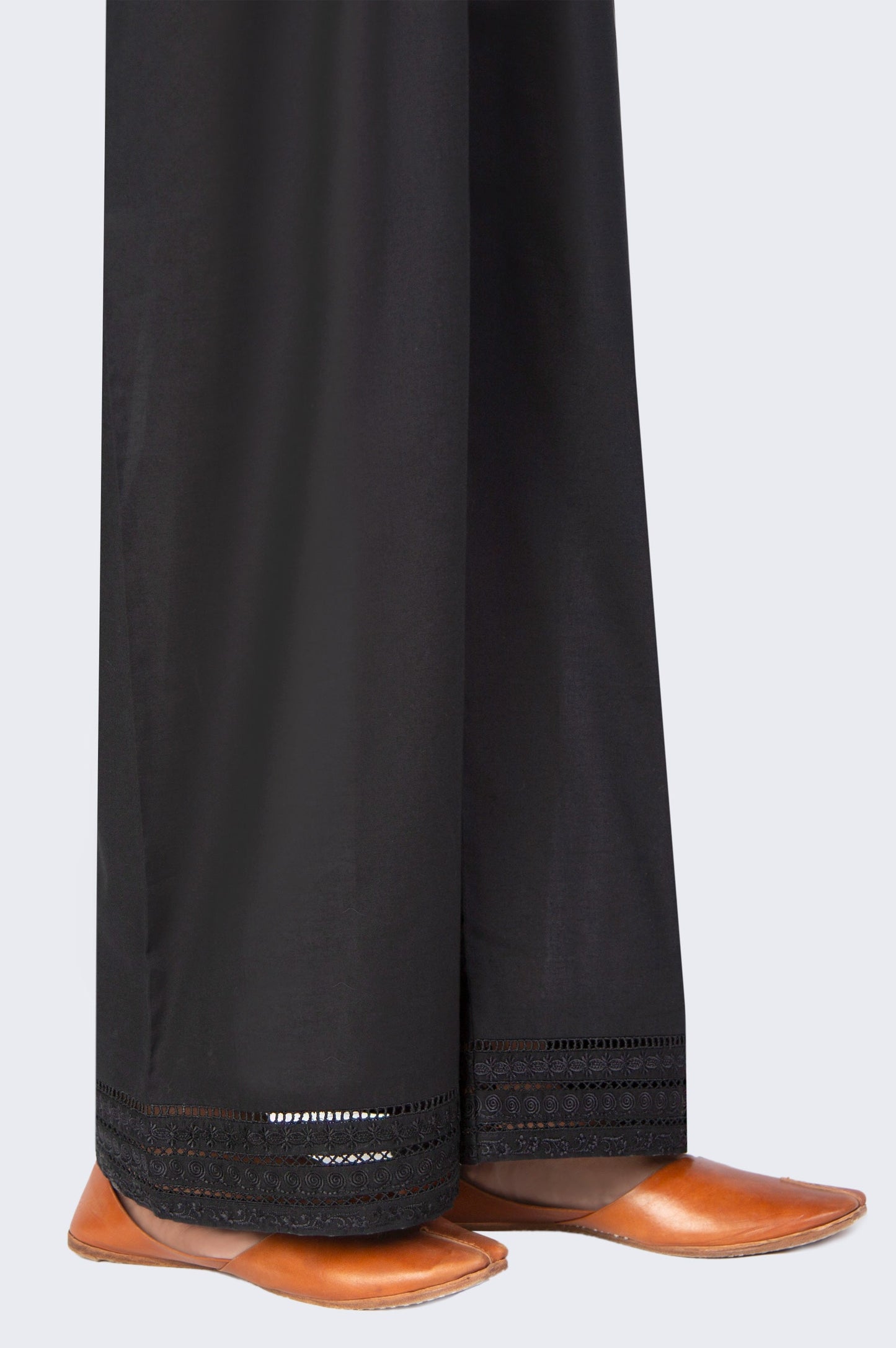 Embroidered Cambric Culottes - Black Coal