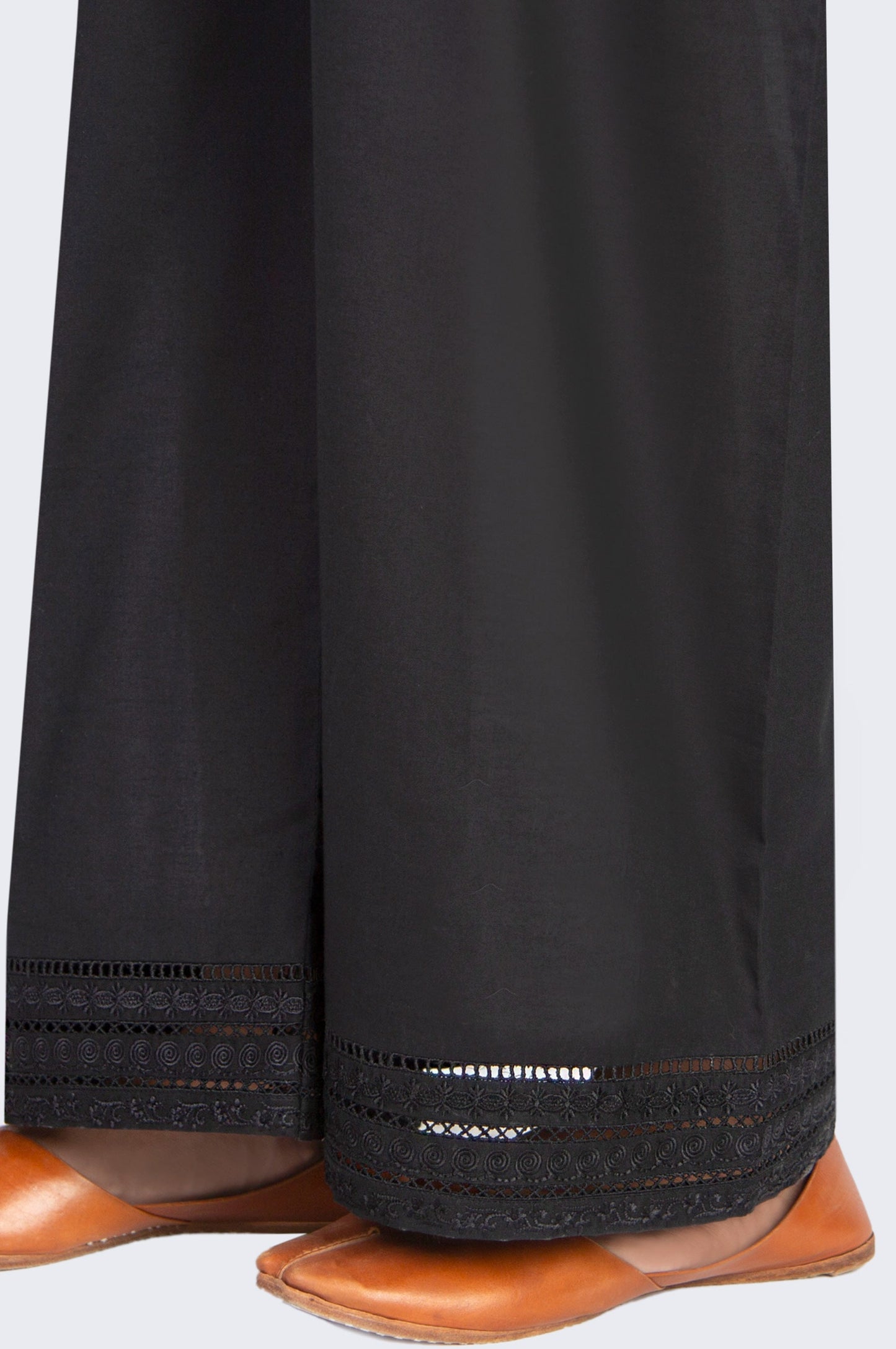 Embroidered Cambric Culottes - Black Coal