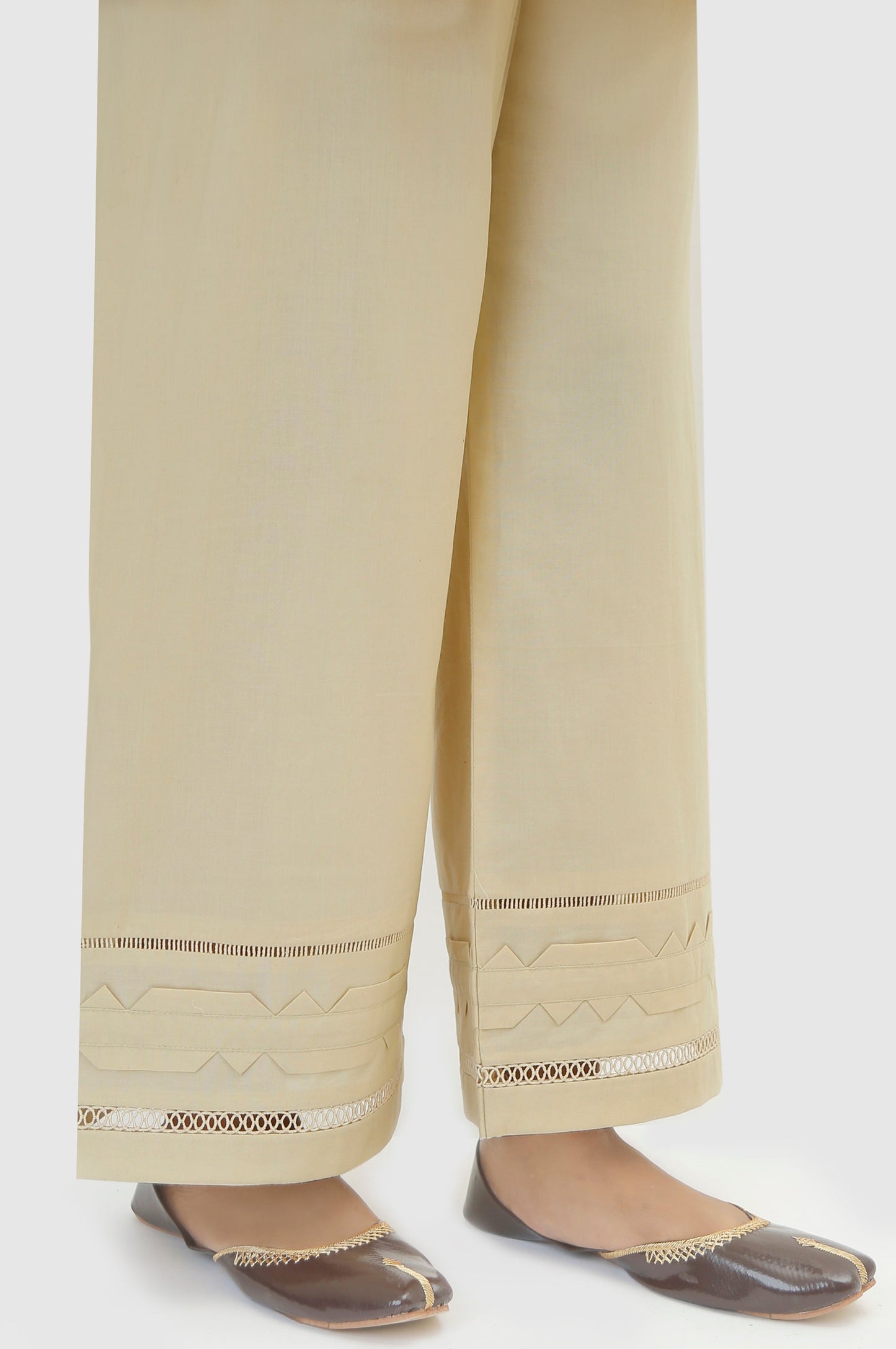 Embellished Cambric Culottes - Beige