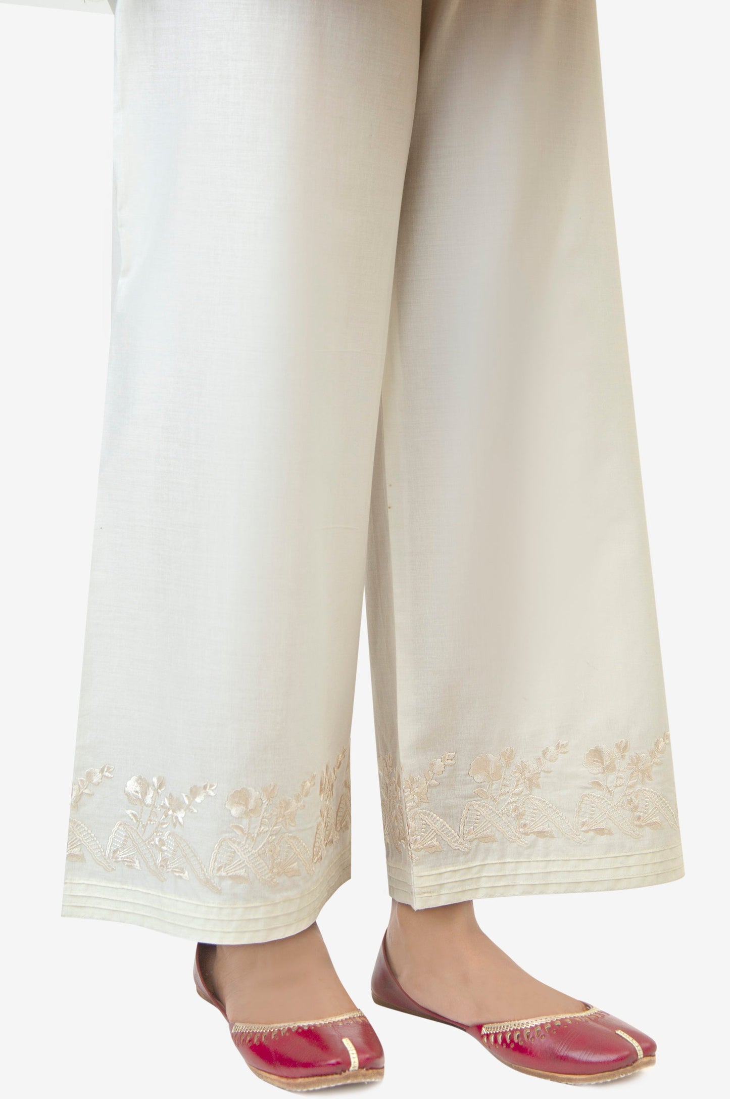 Embroidered Cambric Culottes - Off White