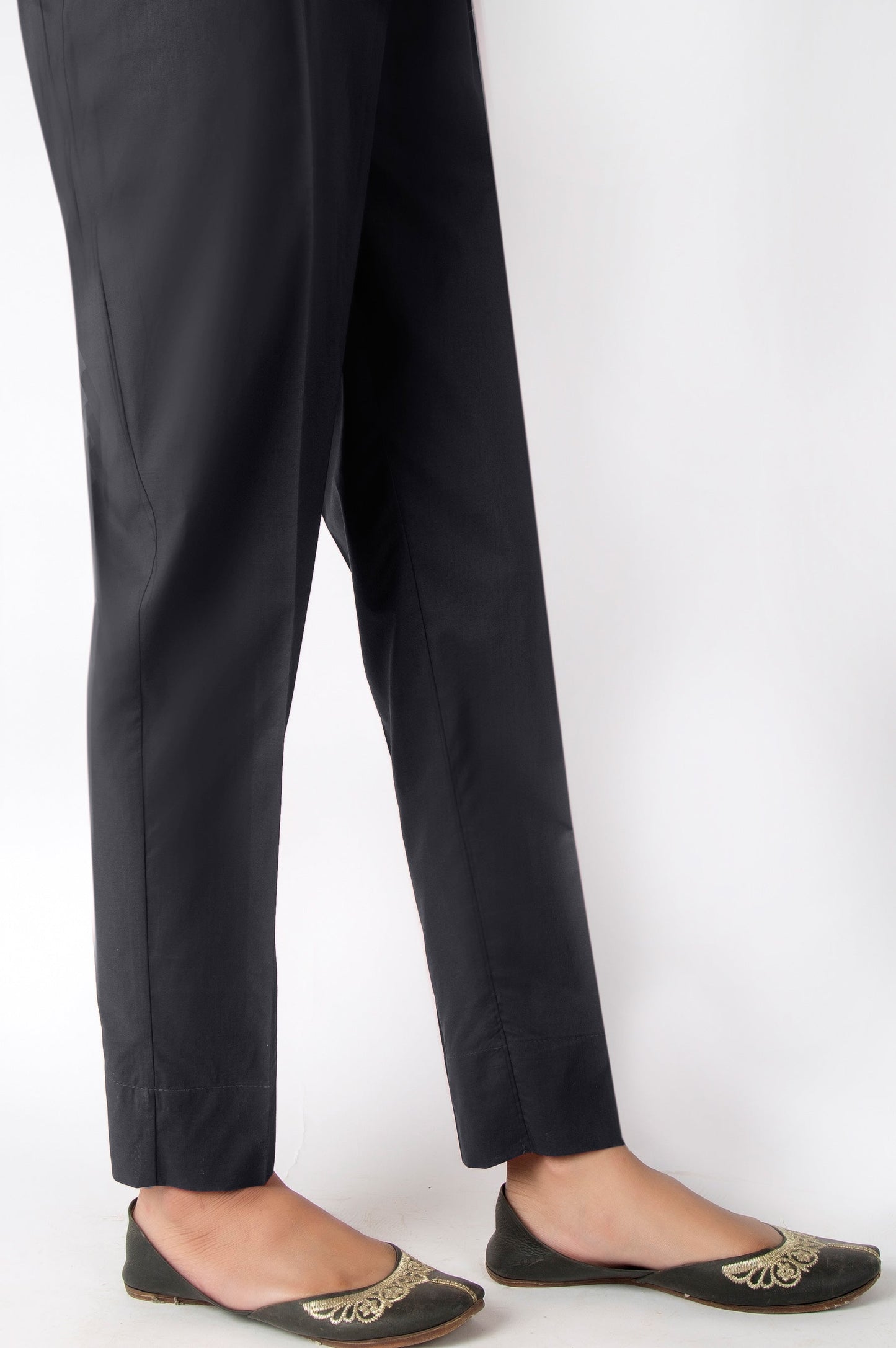 Basic Cambric Cigarette Pants - Black