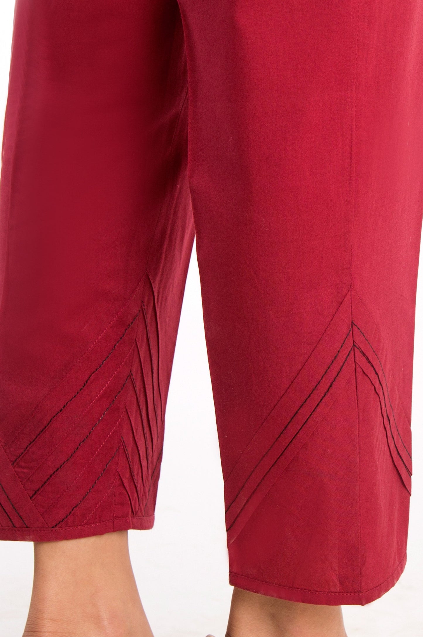 Cambric Cigarette Pants  - Maroon
