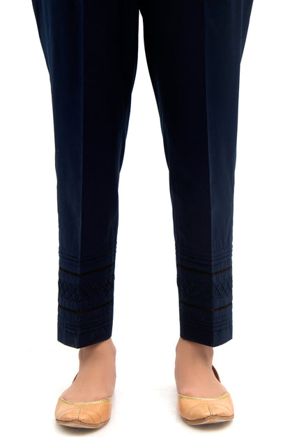 Embellished Cambric Cigarette Pants  - Navy