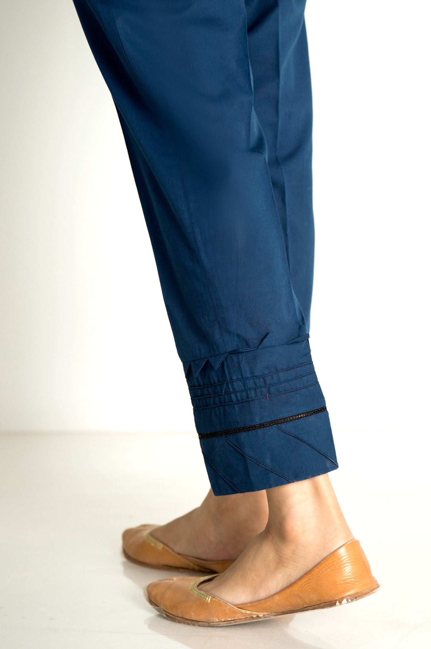 Embellished Cigarette Pants  - Navy Blue