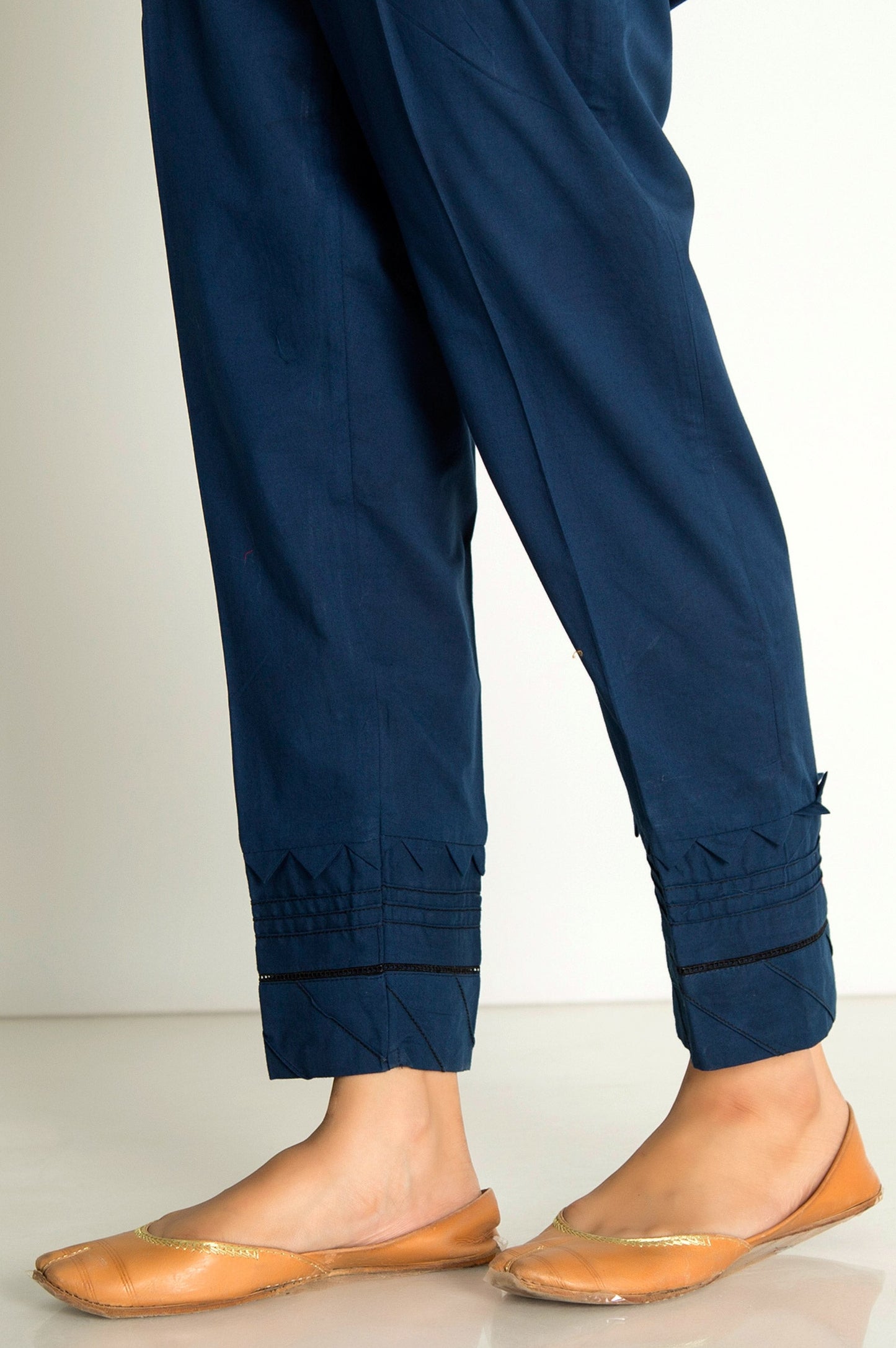 Embellished Cigarette Pants  - Navy Blue