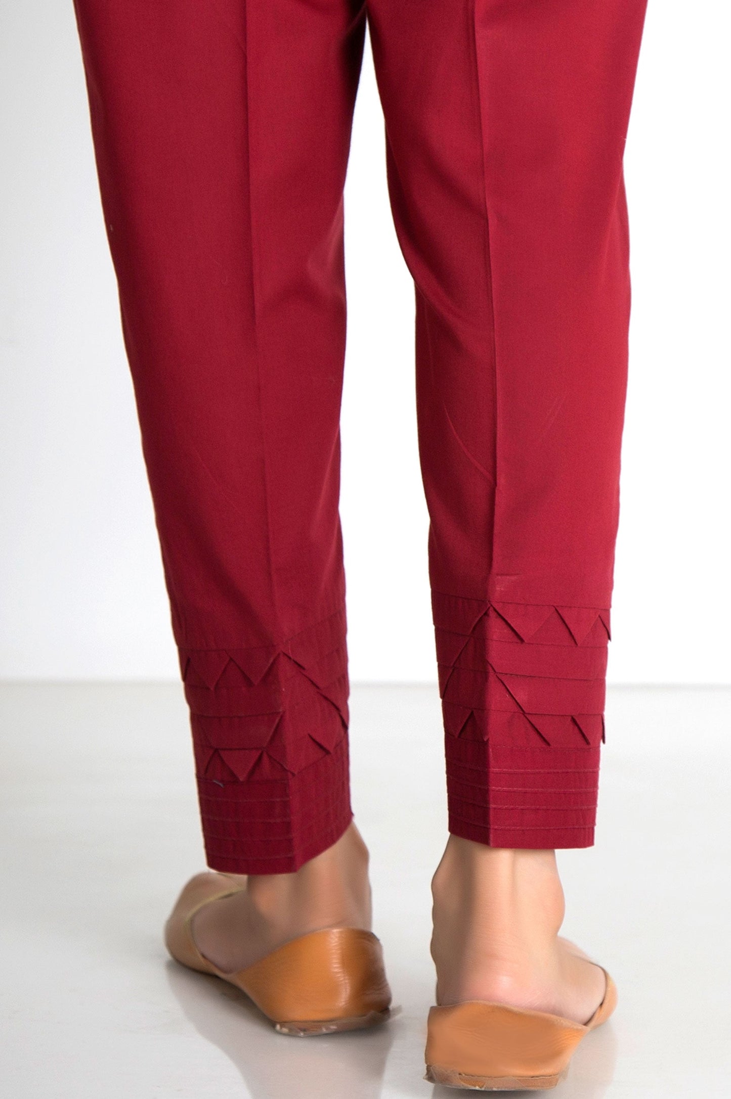 Stylized Cigarette Pants  - Deep Red