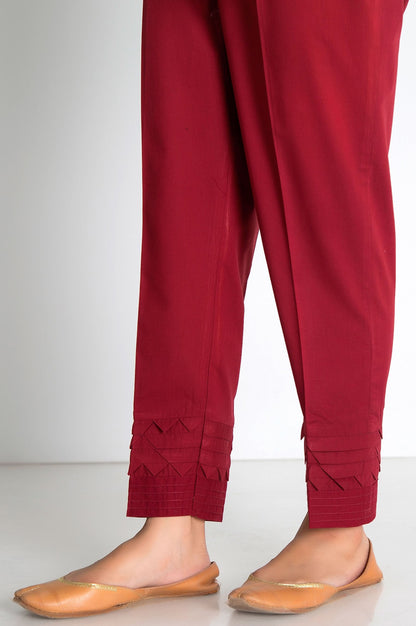 Stylized Cigarette Pants  - Deep Red