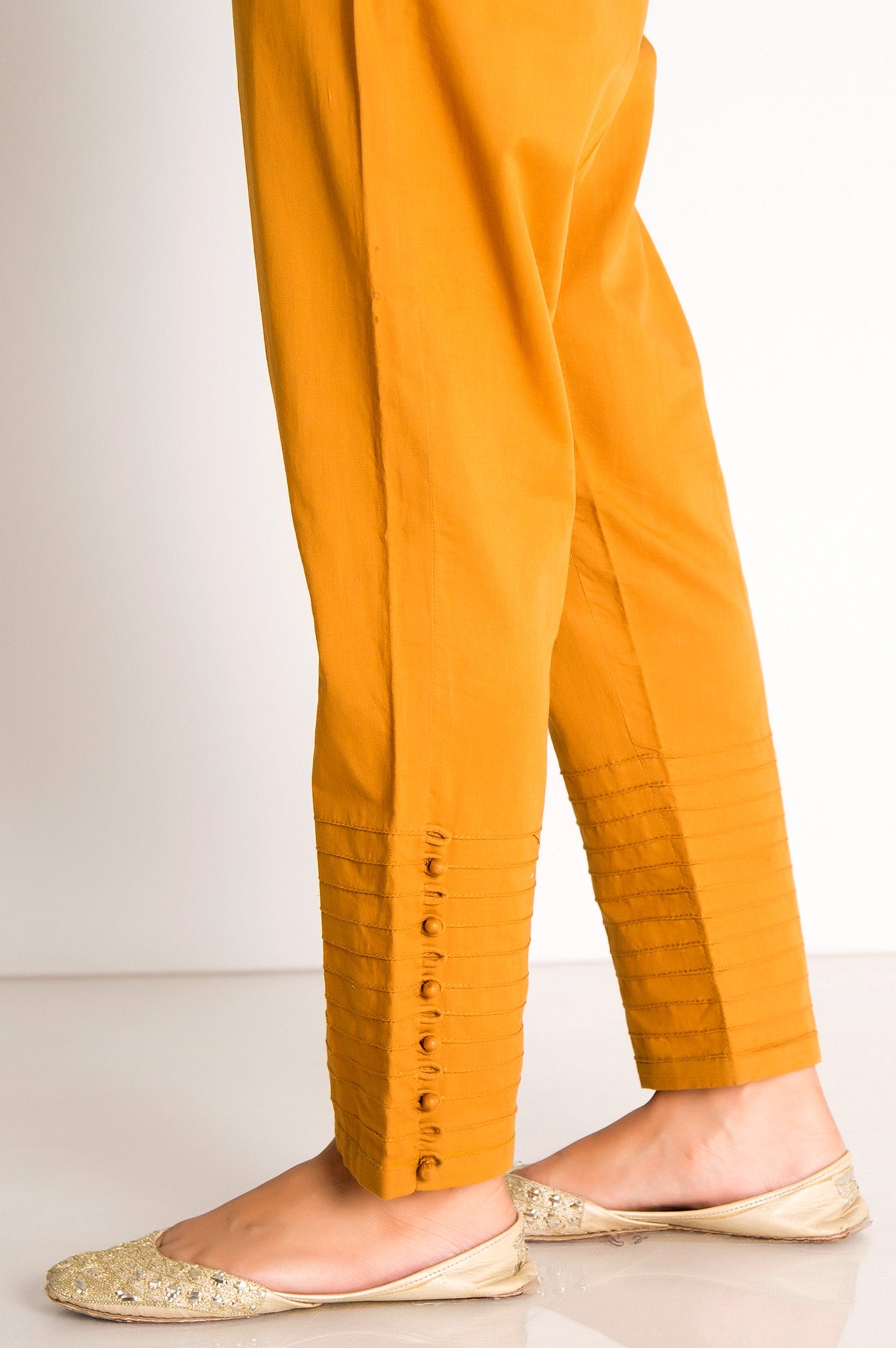 Embellished Cigarette Pants  - Mustard