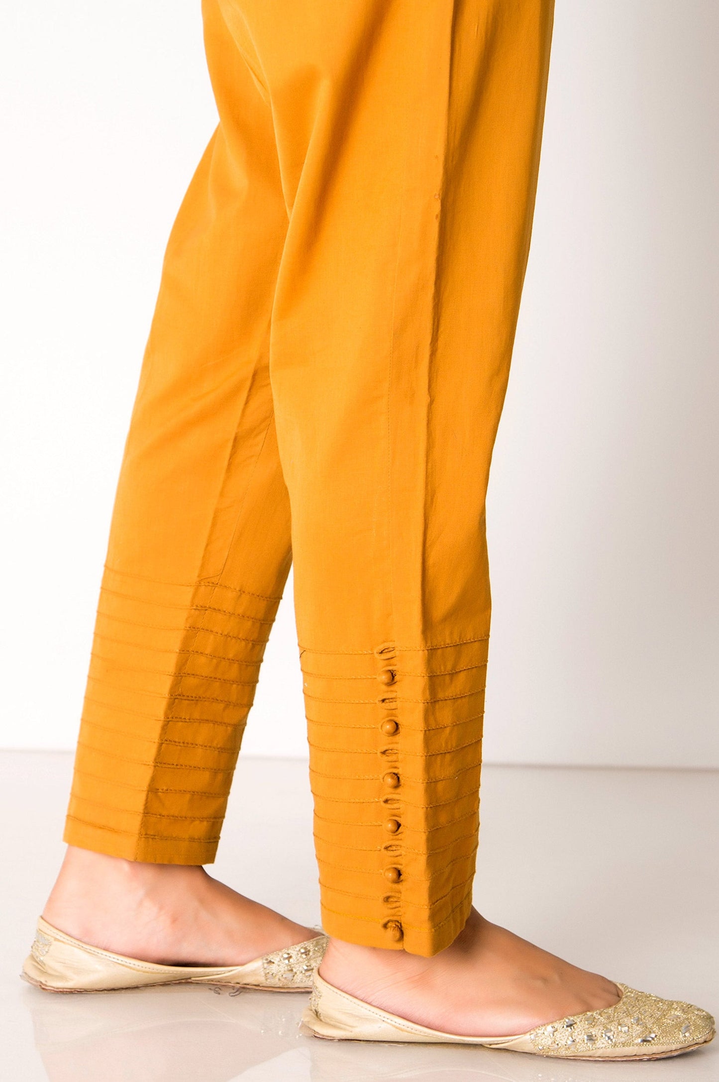 Embellished Cigarette Pants  - Mustard
