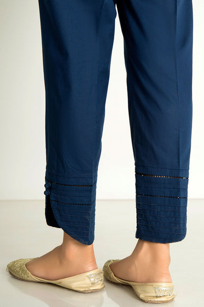 Embellished Cambric Cigarette Pants  - Marine