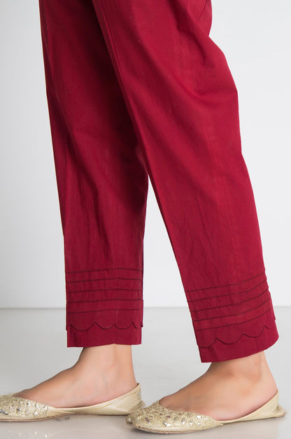 Color Bottom Cigarette Pants  - Red