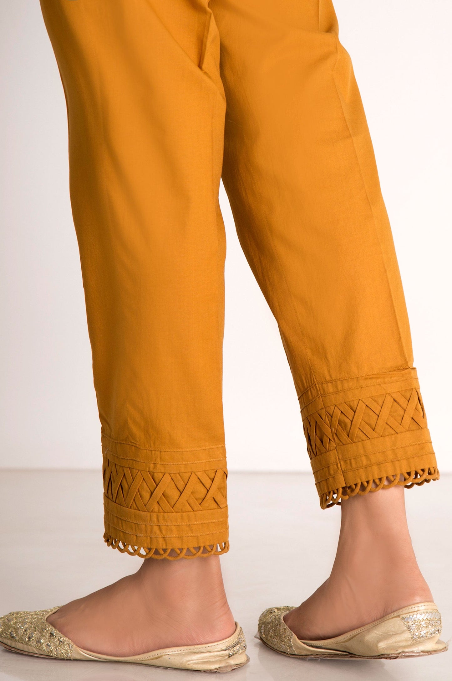 Embellished Cigarette Pants  - Mustard