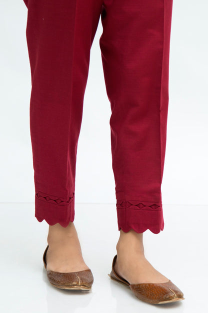 Stylized Khaddar Pants  - Maroon
