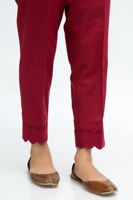 Stylized Khaddar Pants  - Maroon