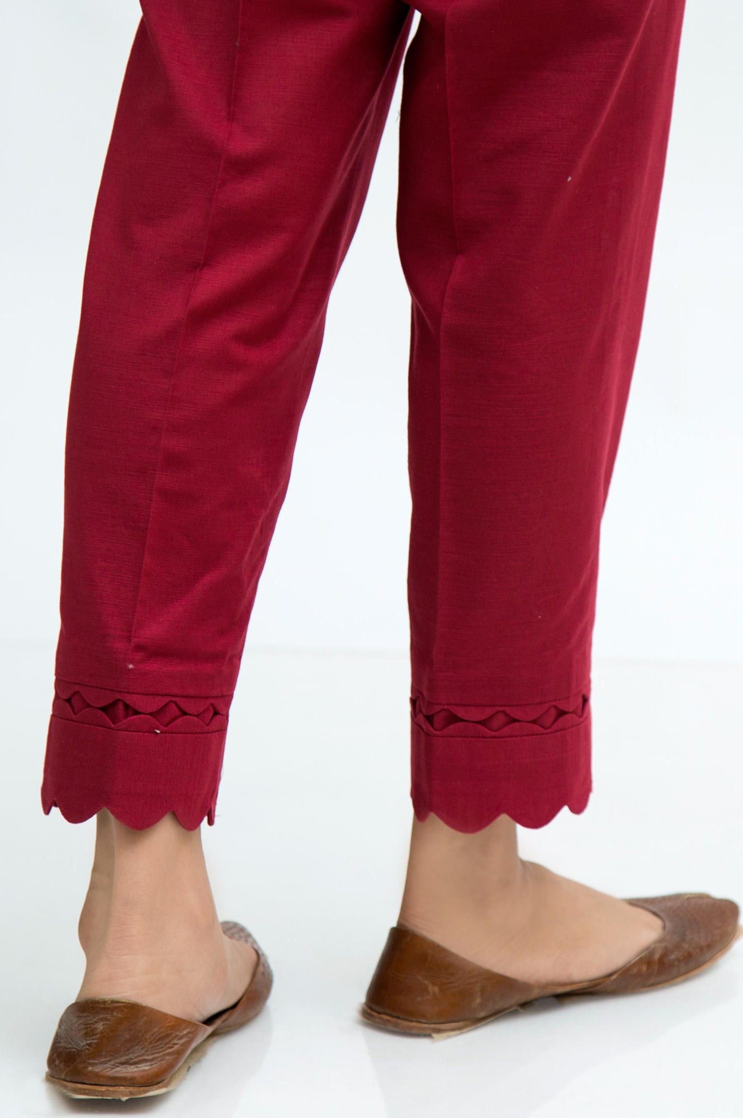 Stylized Khaddar Pants  - Maroon