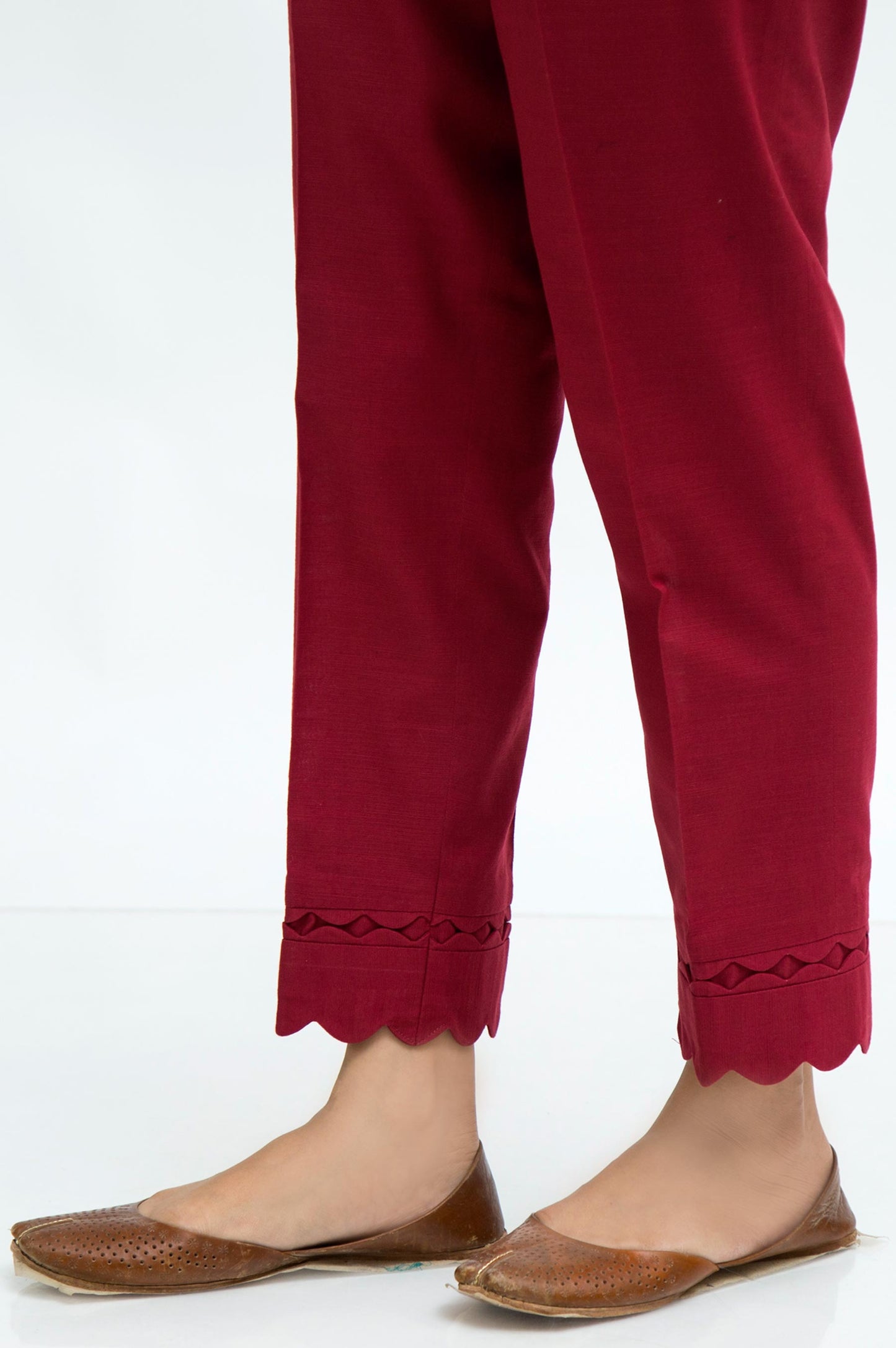 Stylized Khaddar Pants  - Maroon