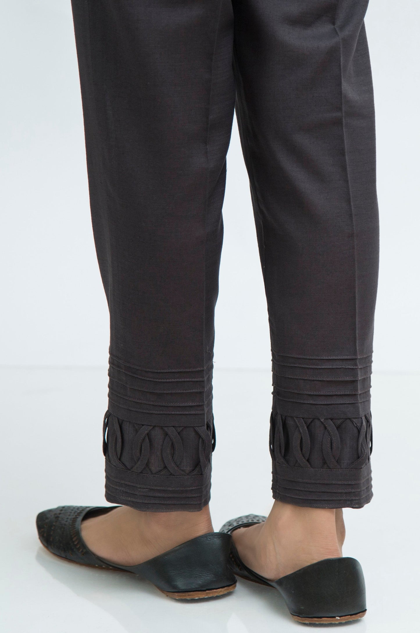 Embellished khaddar Cigarette Pants  - Grey