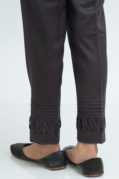 Embellished khaddar Cigarette Pants  - Grey