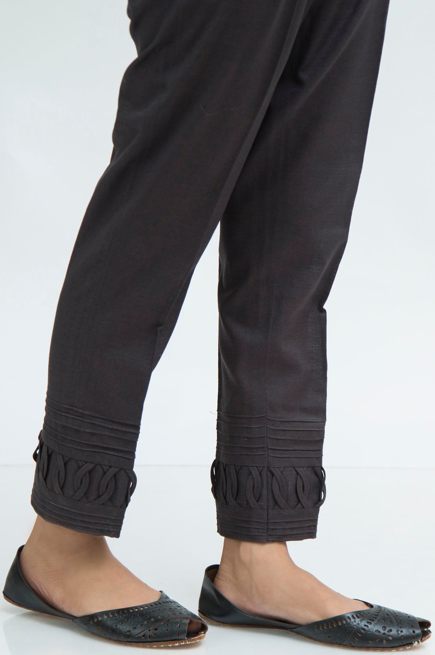 Embellished khaddar Cigarette Pants  - Grey