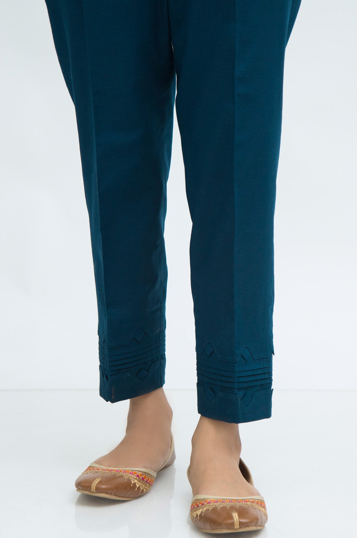 Stylized khaddar Straight Pants  - Loyal Blue
