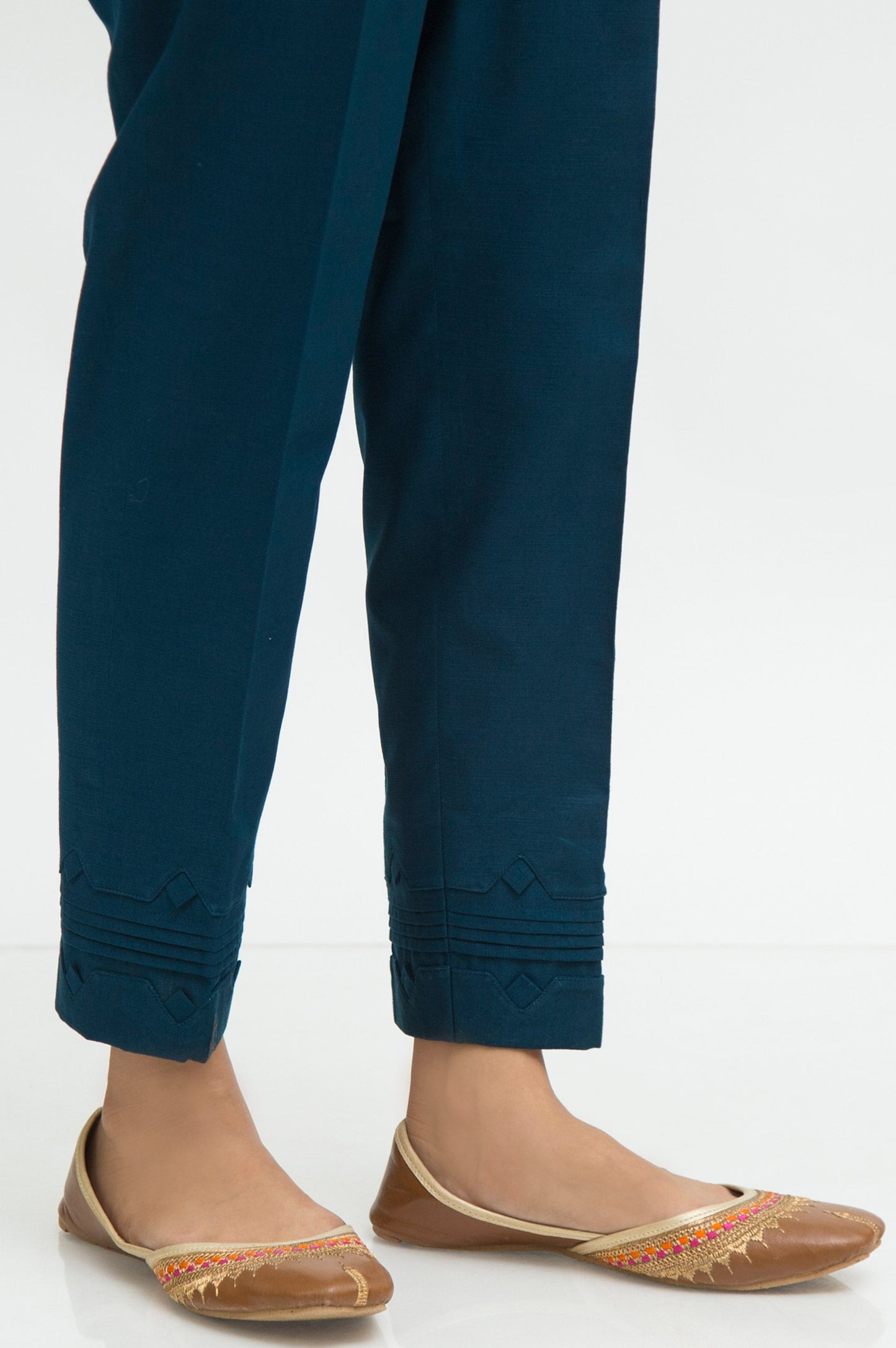 Stylized khaddar Straight Pants  - Loyal Blue