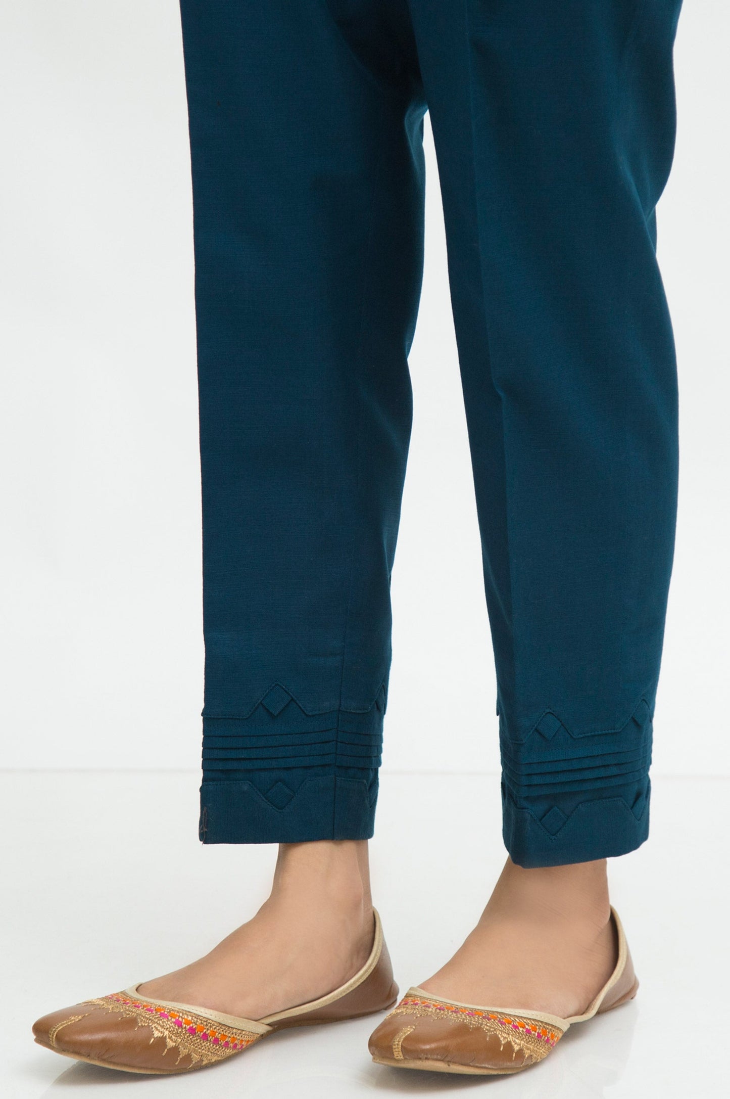 Stylized khaddar Straight Pants  - Loyal Blue