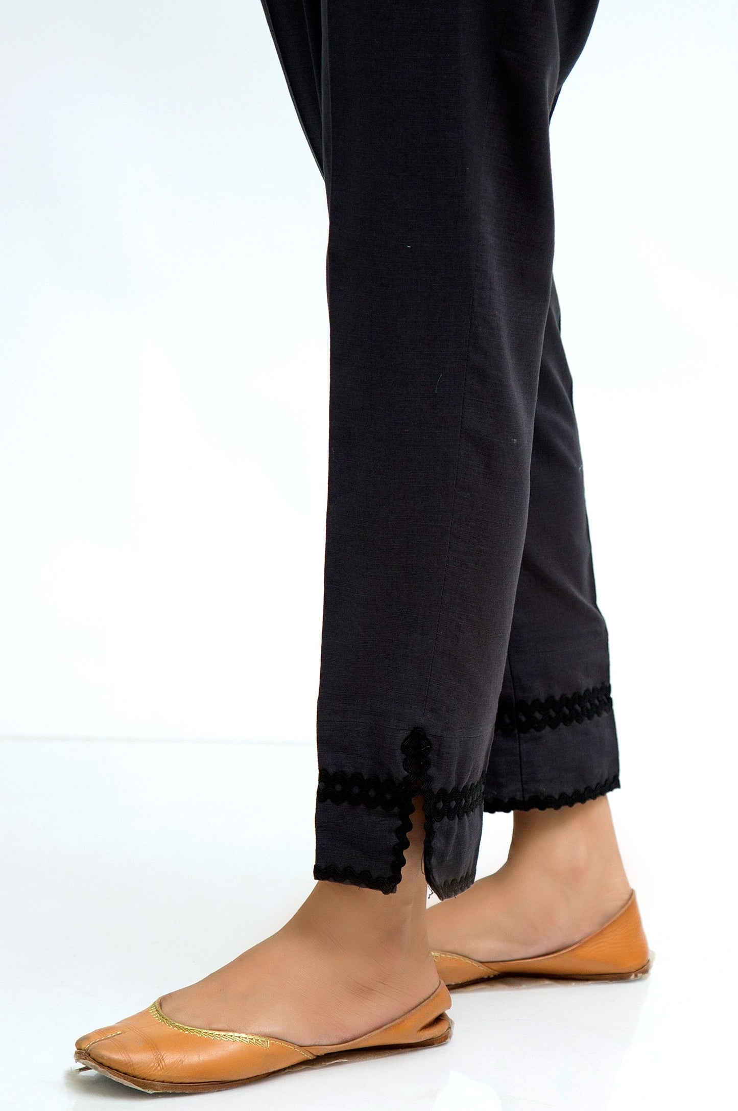 Embellished Khaddar Cigarette Pant - Grey