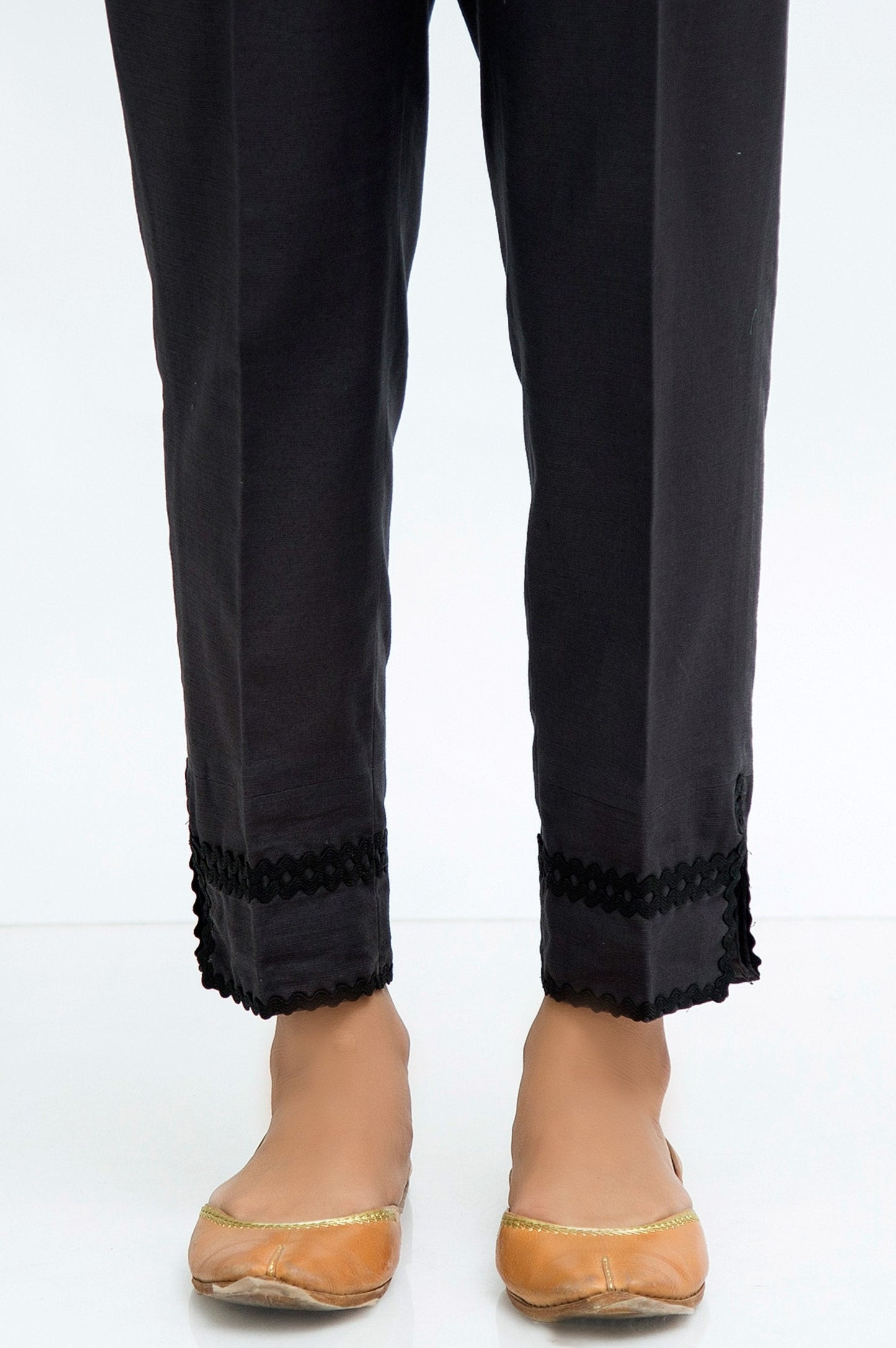 Embellished Khaddar Cigarette Pant - Grey