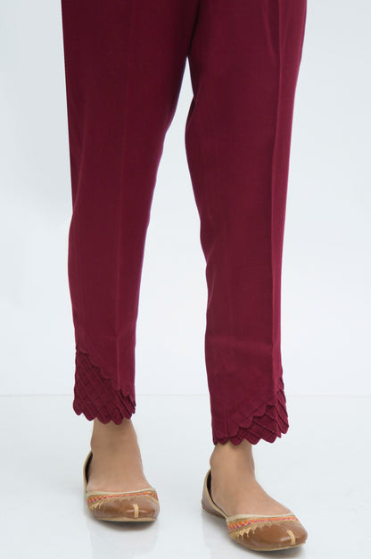 Embellished Cottel Cigarette Pants  - Raspberry Fudge