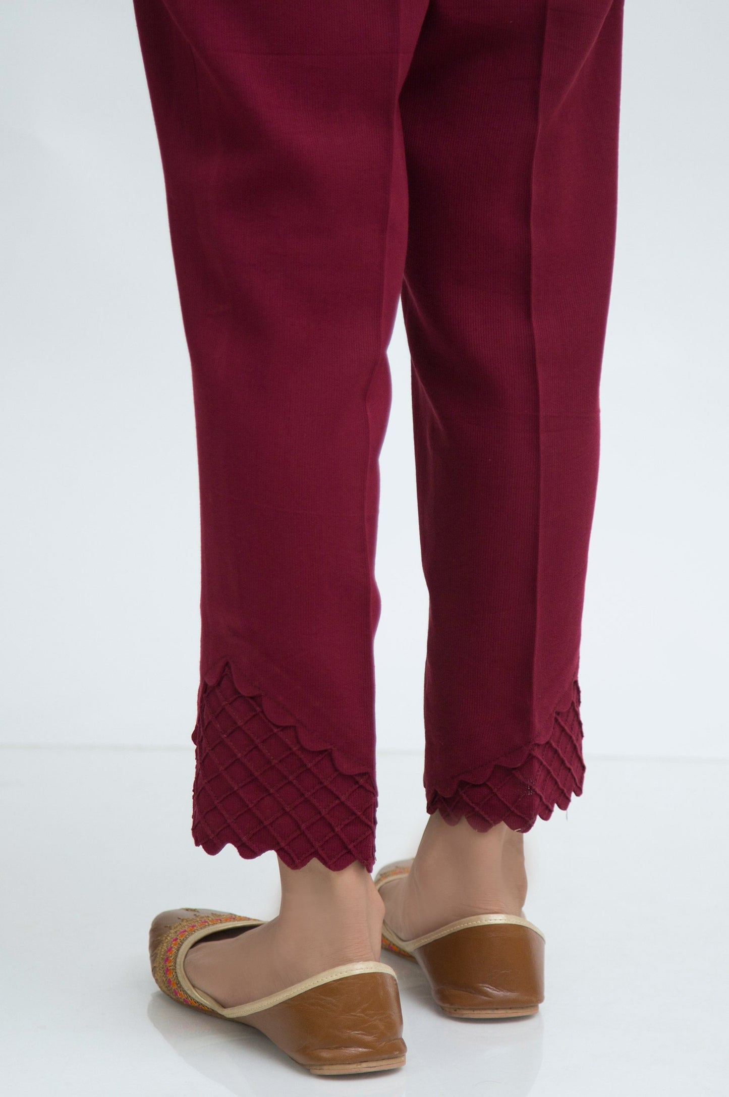 Embellished Cottel Cigarette Pants  - Raspberry Fudge