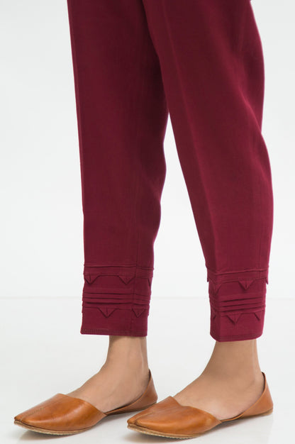 Embellished Cottel Cigarette Pants  - Maroon