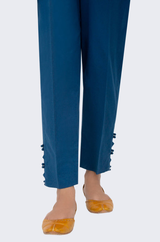 Embrellished Cambric Cigarette Pants  - Blue