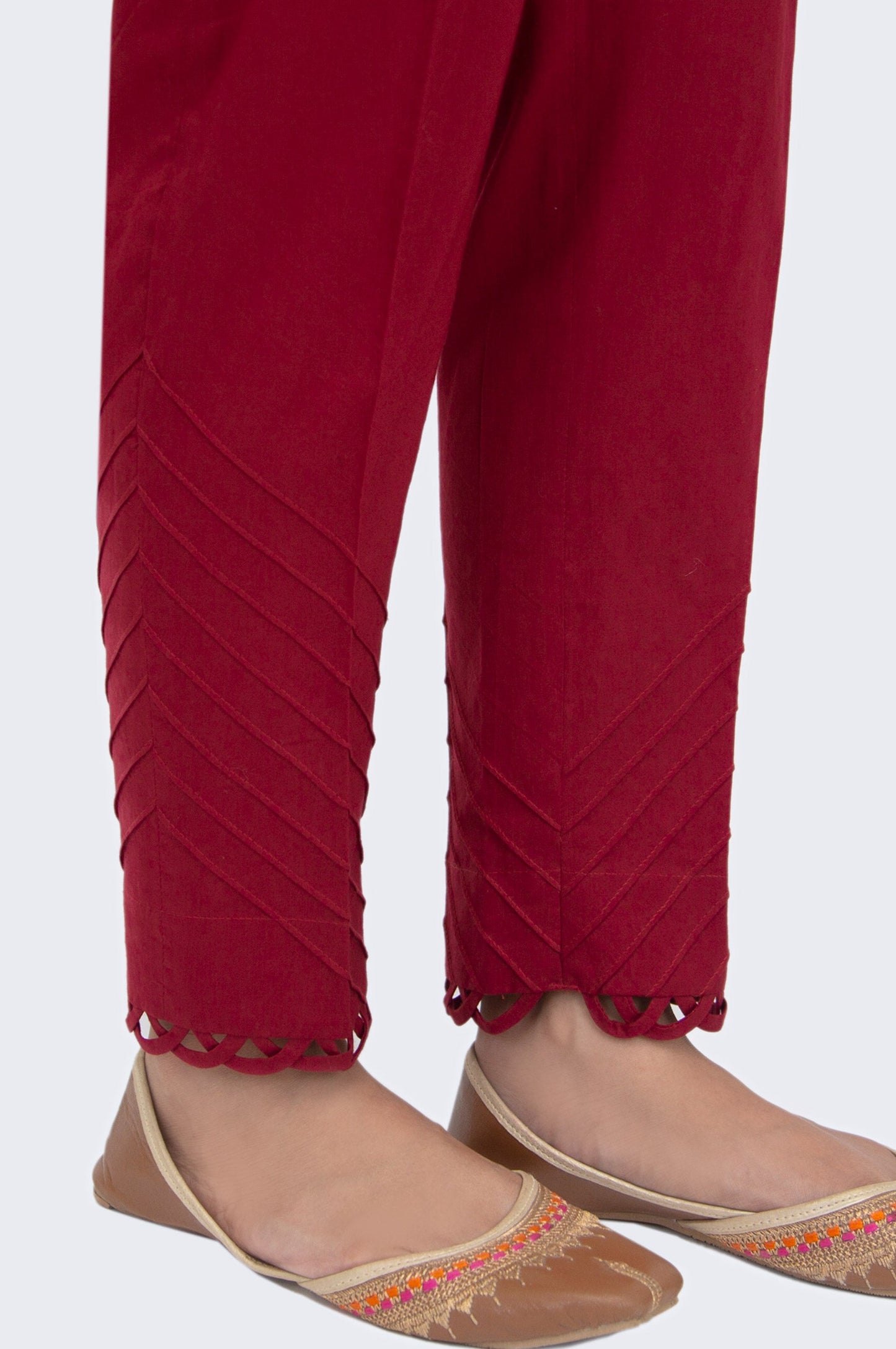 Stylized Cambric Cigarette Pants  - Red