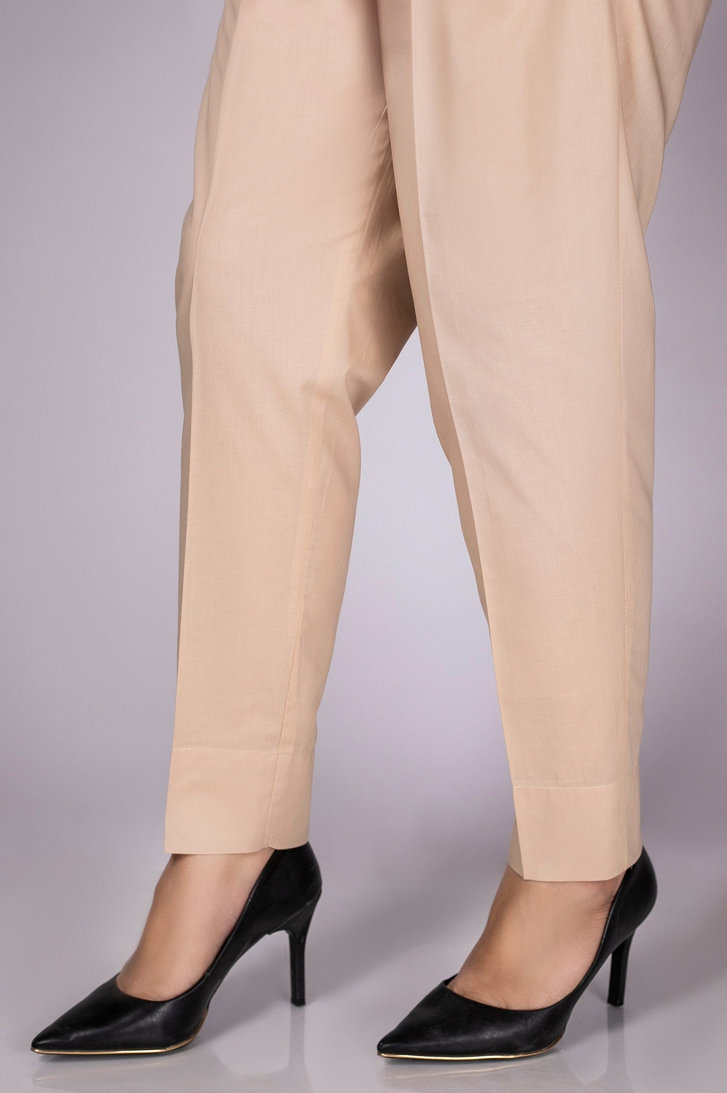 Basic Cambric Cigarette Pants - Beige