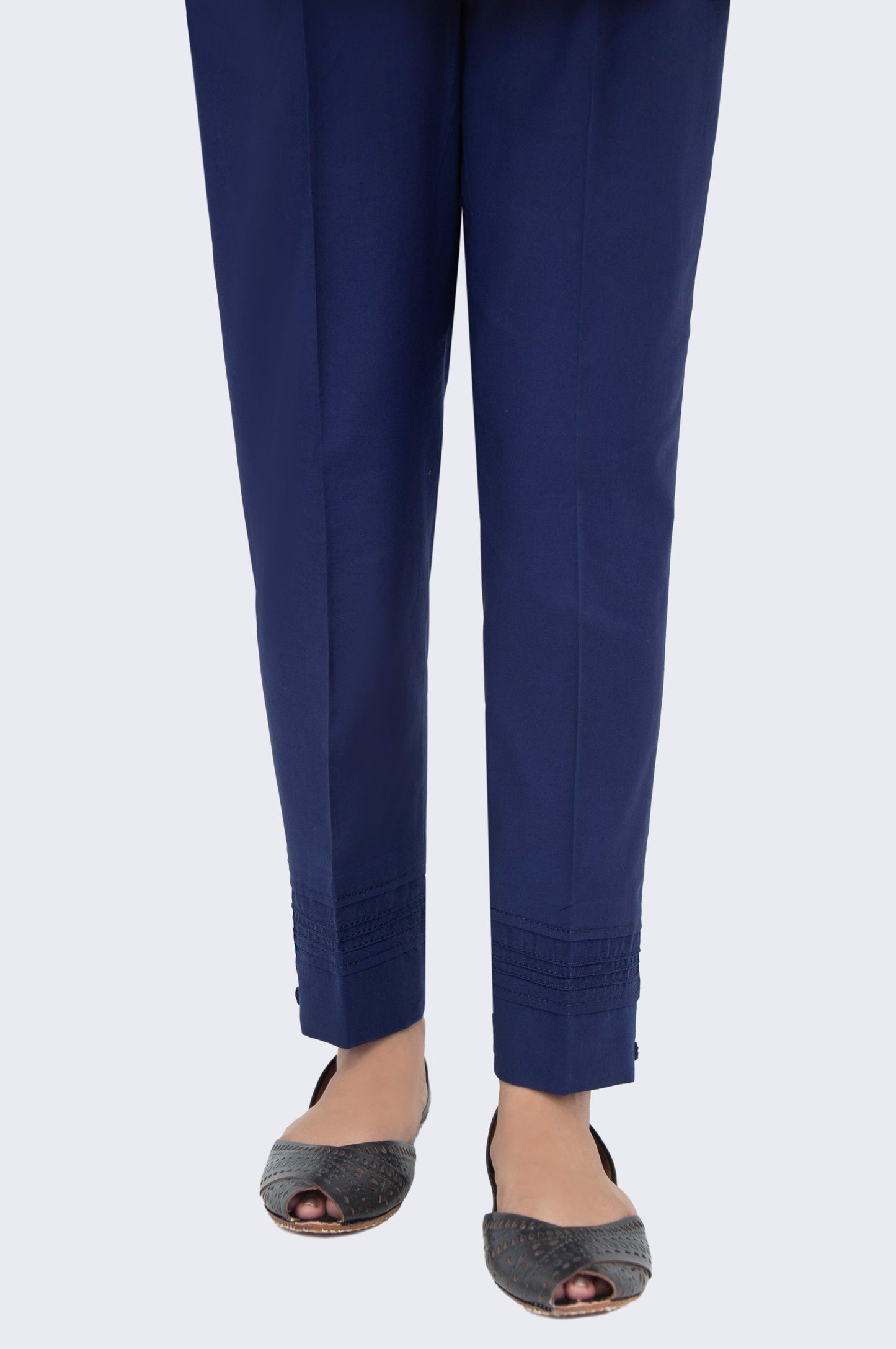 Embellished Cambric Cigarette Pants - Mid Night Blue