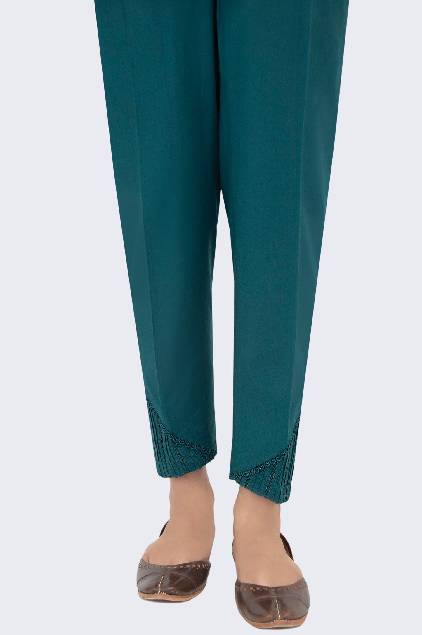 Embrellished Cambric Cigarette Pants - Teal