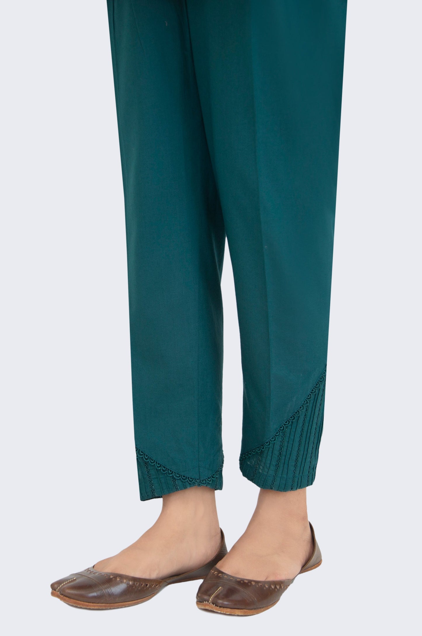 Embrellished Cambric Cigarette Pants - Teal