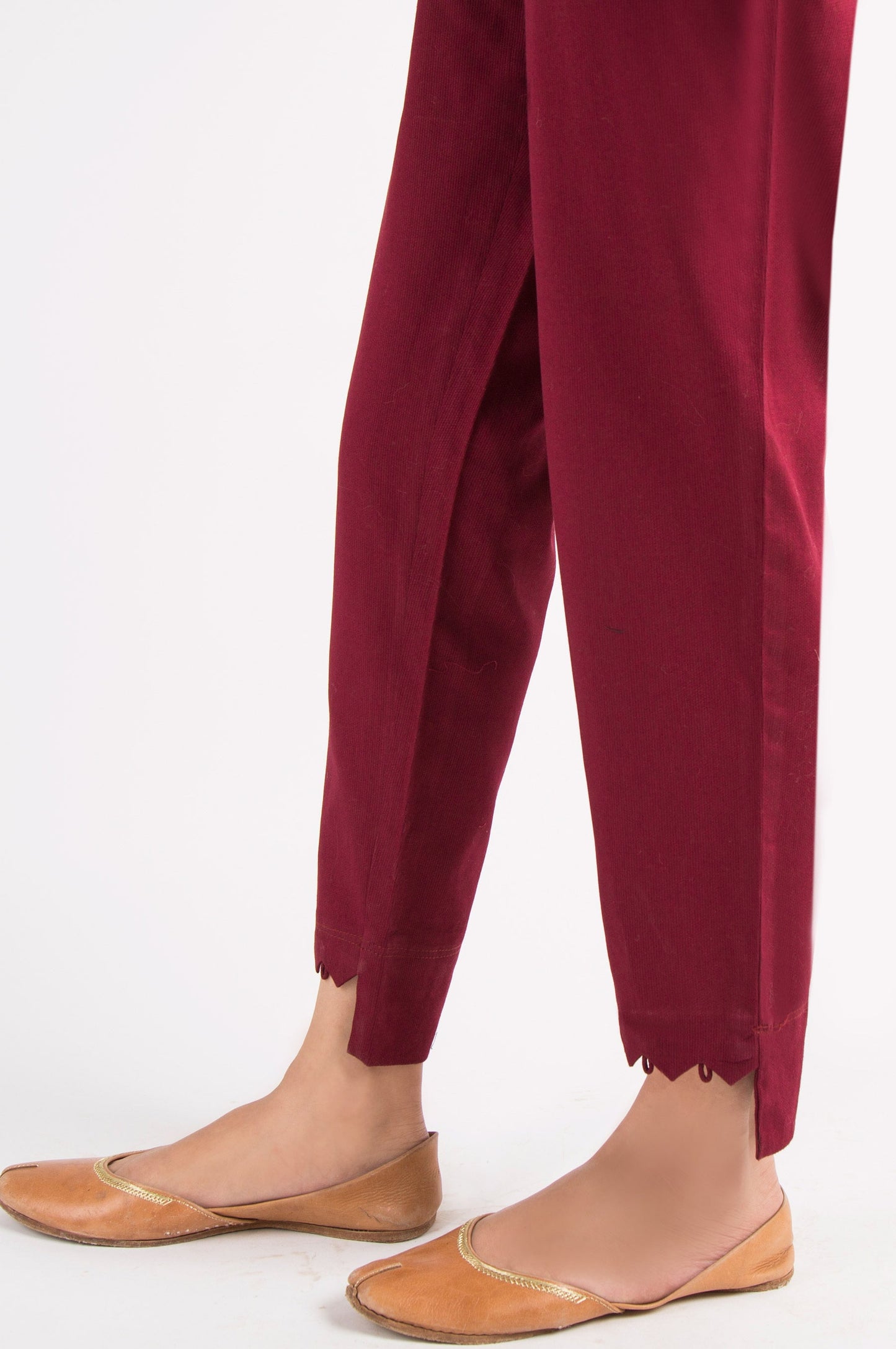 Embellished Cottel Pants - Maroon