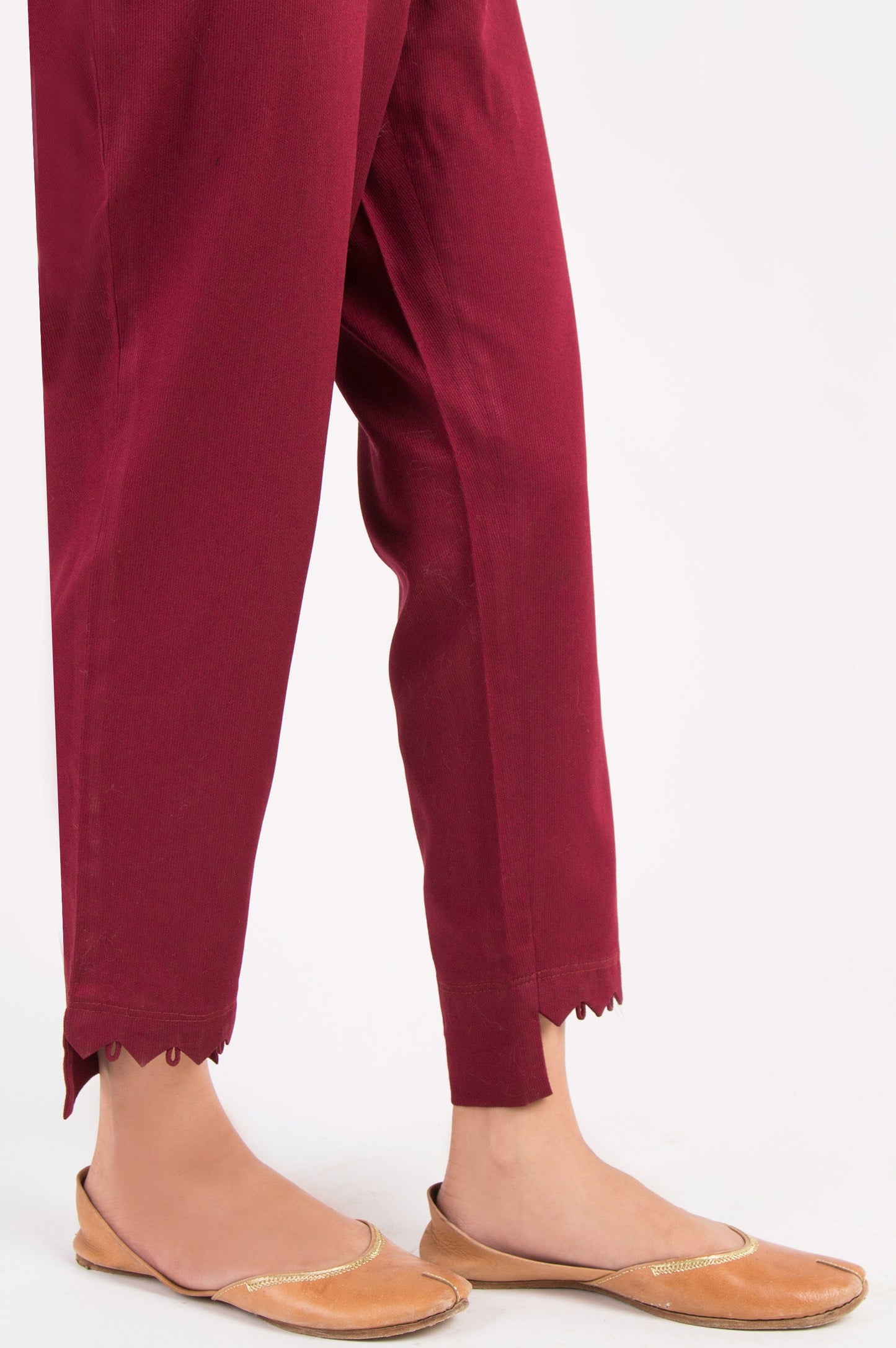 Embellished Cottel Pants - Maroon