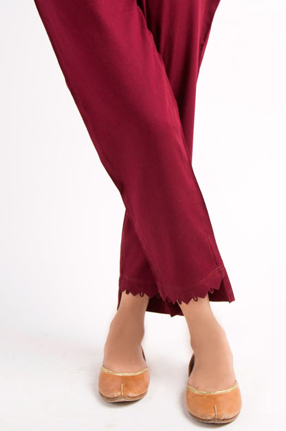Embellished Cottel Pants - Maroon