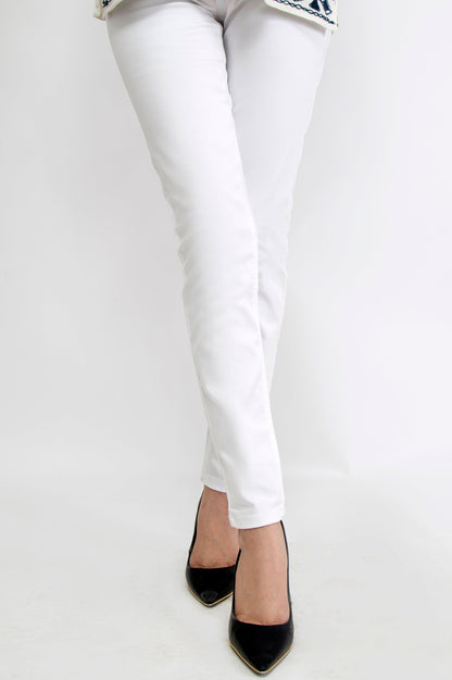 Cotton Denim Pants - Beige