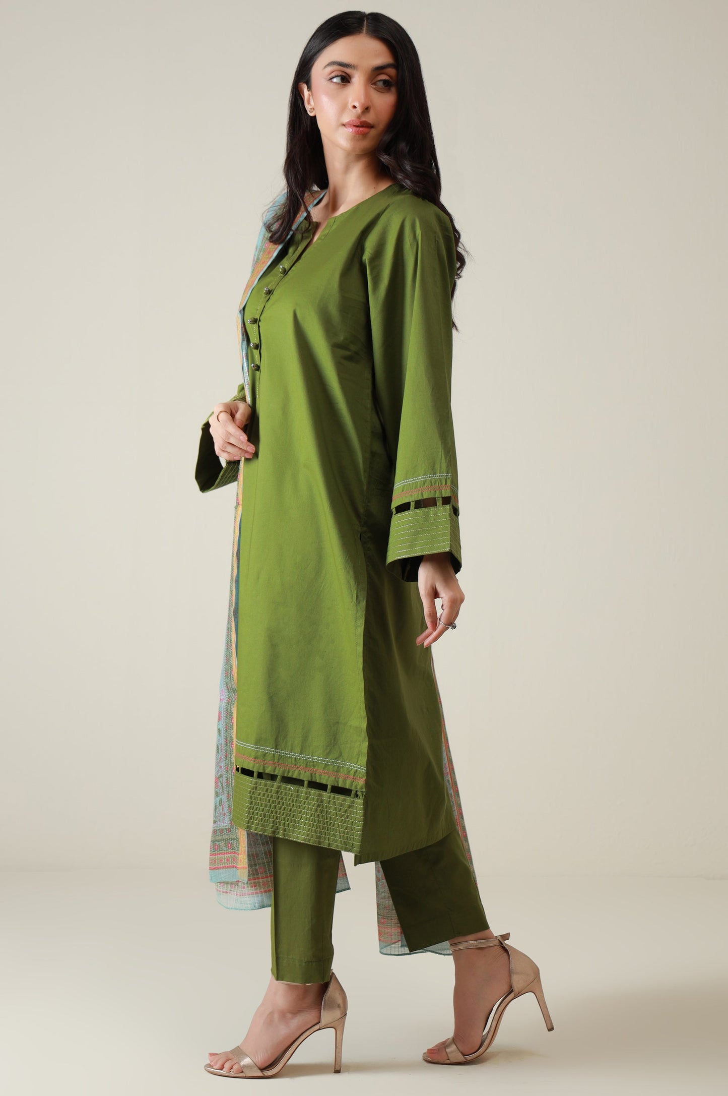 Stitched 3 Piece Stylized Cambric Suit