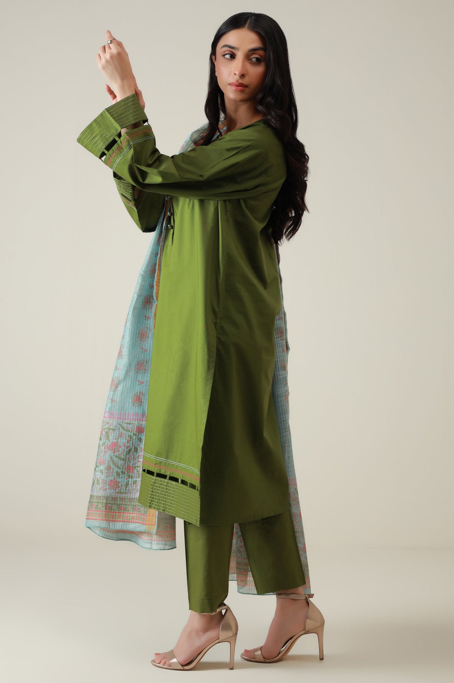 Stitched 3 Piece Stylized Cambric Suit