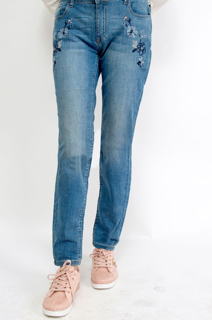 Cotton Denim Pants - M/Blue