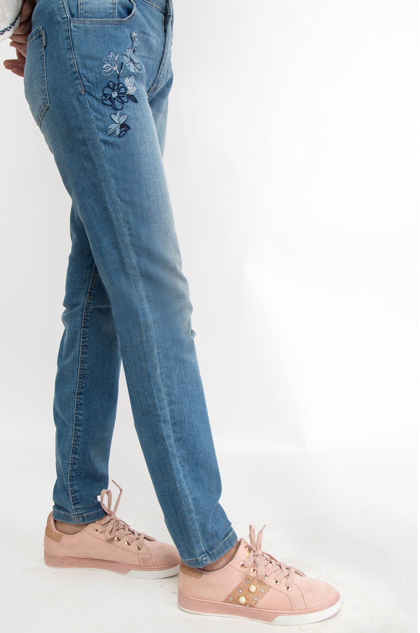 Cotton Denim Pants - M/Blue