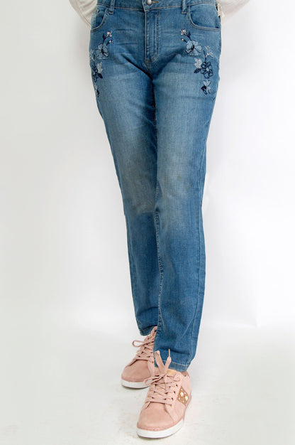Cotton Denim Pants - M/Blue