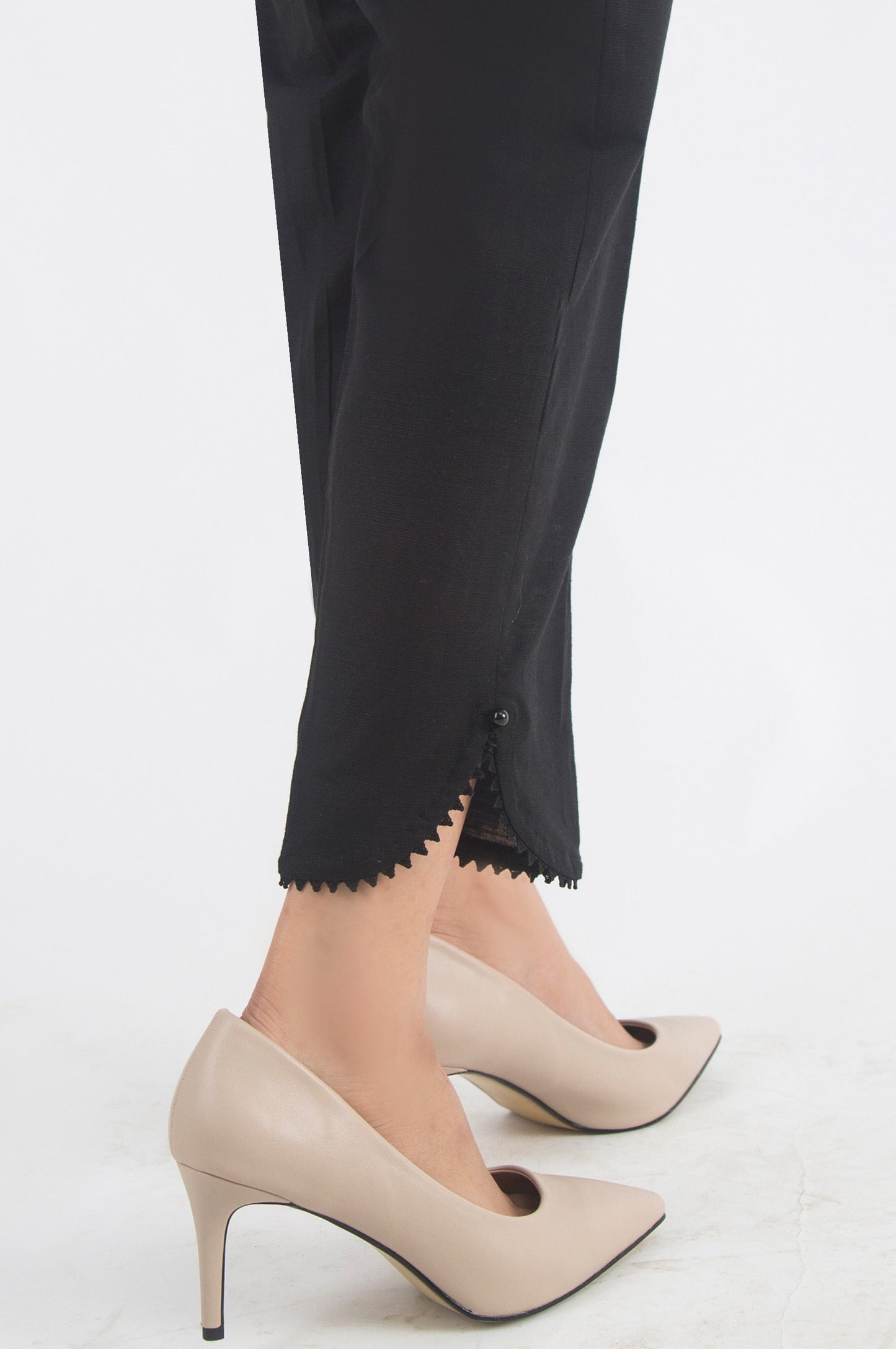 Embellished Khaddar Pants - Black