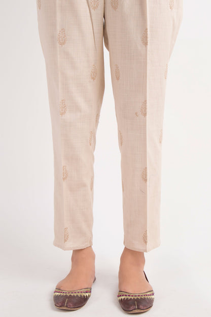 Embroidered Khaddar Pants - Beige
