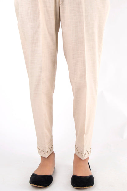 Embellished Khaddar Pants - Beige